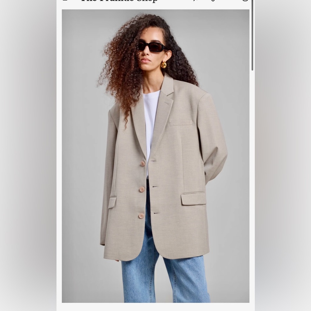 NWT The Frankie Shop Gelso Oversized Blazer Taupe Melange XS sand color new - Picture 5 of 15